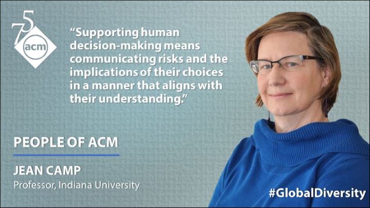 image of Jean camp; quote: "Supporting human decision-making means communicating risks and the implications of their choices in a manner that aligns with their understanding."